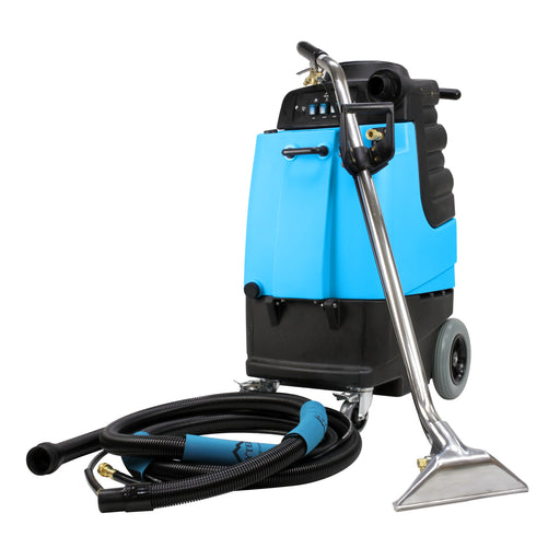 Mytee 2002CS Contractor's Special heated extractor package, front left view with the 12 inch dual jet wand and 15 foot hose combo