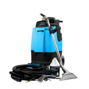Mytee 2008CS Contractor's Special heated extractor package, front left view with the 12 inch wand, 25 foot hose combo, Air Lite upholstery tool and System Maintainer