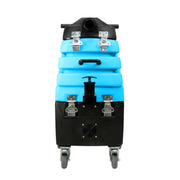 Mytee 7000LX Flood Hog flood extractor, front view with tank latches and drain