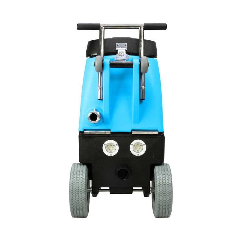 Mytee 7000LX Flood Hog flood extractor, rear view with handle and cord inlets