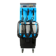 Mytee 80-120 Prep Center S all-in-one detail machine, front view showing the switch plate and coiled spray hoses