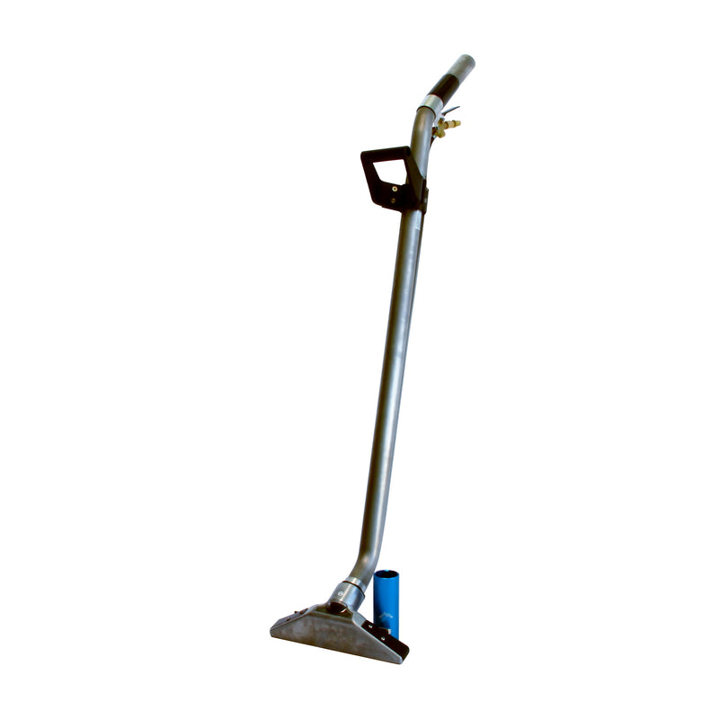 Mytee 8314T Bentley carpet wand, front left three-quarter view of the titanium tube and 14" head