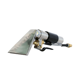 Mytee 8400 stainless steel upholstery tool, front left three-quarter view