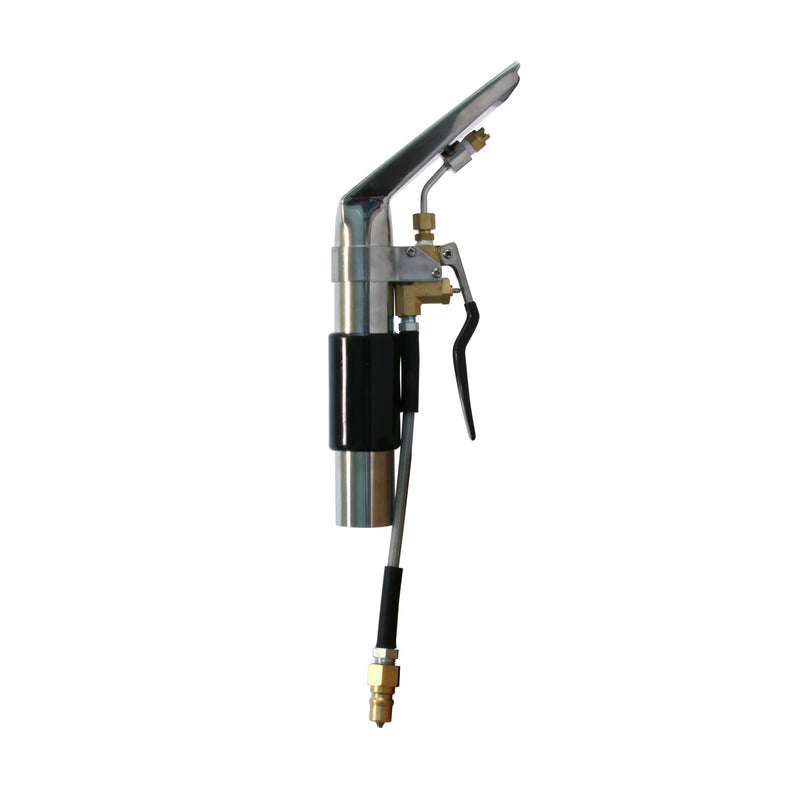 Mytee 8400 stainless steel upholstery tool, front view with solution lead