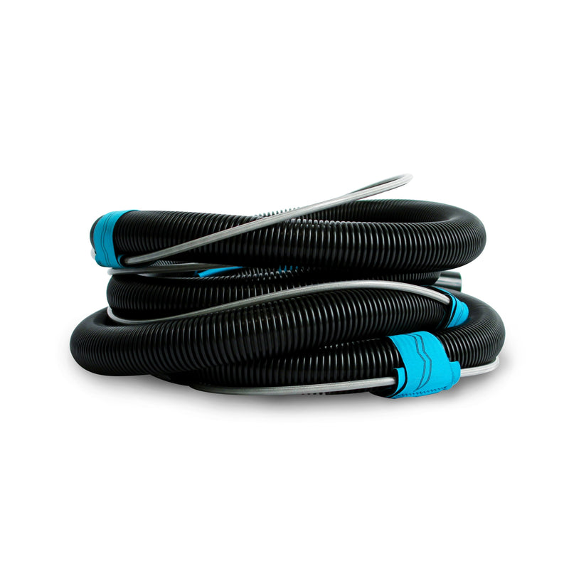 Mytee 8500 15 foot vacuum and solution hose combo, coiled, with blue Heatguard wraps