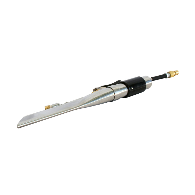 Mytee 8700 stainless steel crevice tool, front left three-quarter view