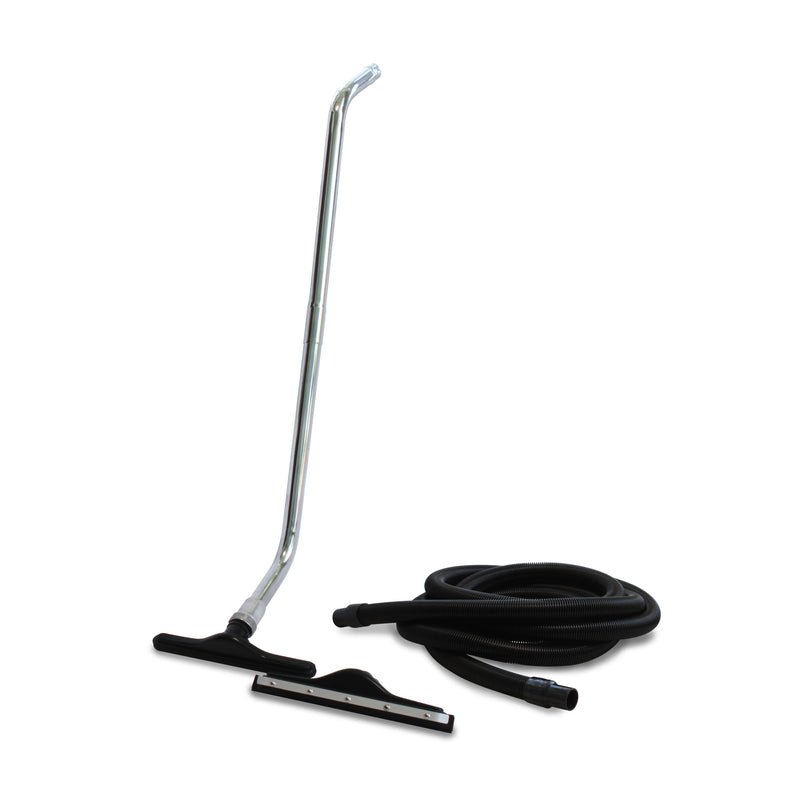 Mytee A138 Flood Hog accessory kit, wand assembled with the squeegee head, beside the carpet head and hose