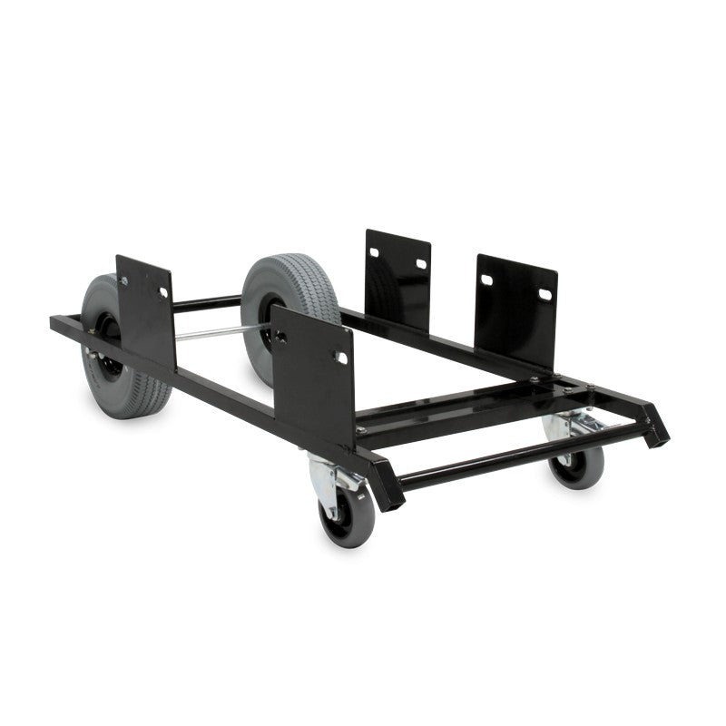 Mytee A150 mobile cart for Escape truckmounts, front right view with 10 inch wheels and locking casters