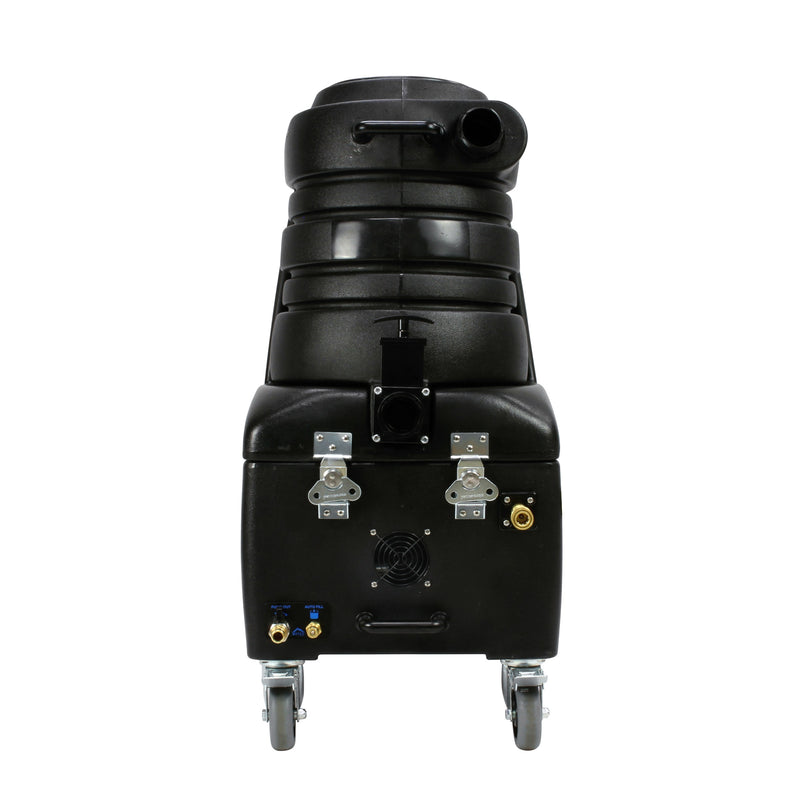 Mytee BZ-102LX-AUTO Breeze carpet extractor, front view with auto-fill and pump-out connections