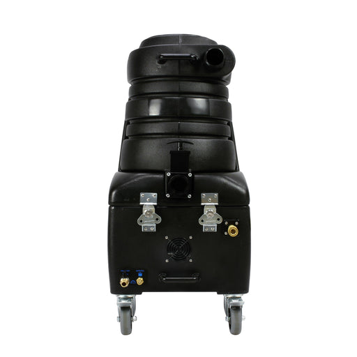 Mytee BZ-102LX-AUTO Breeze carpet extractor, front view with auto-fill and pump-out connections