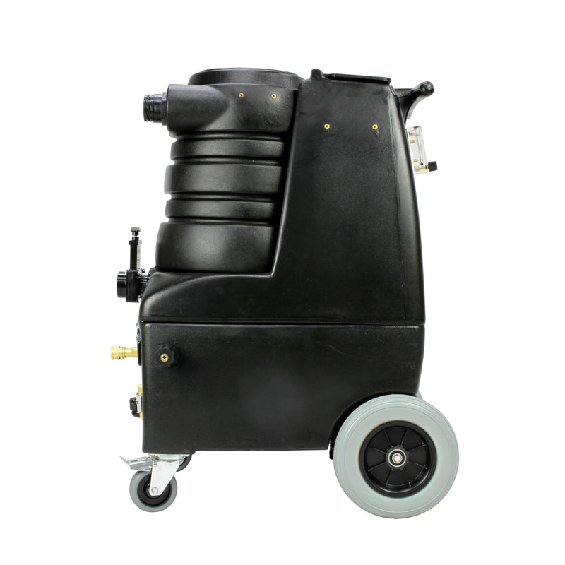 Mytee BZ-105LX-AUTO Breeze carpet extractor, left side view with 10 inch rear wheel