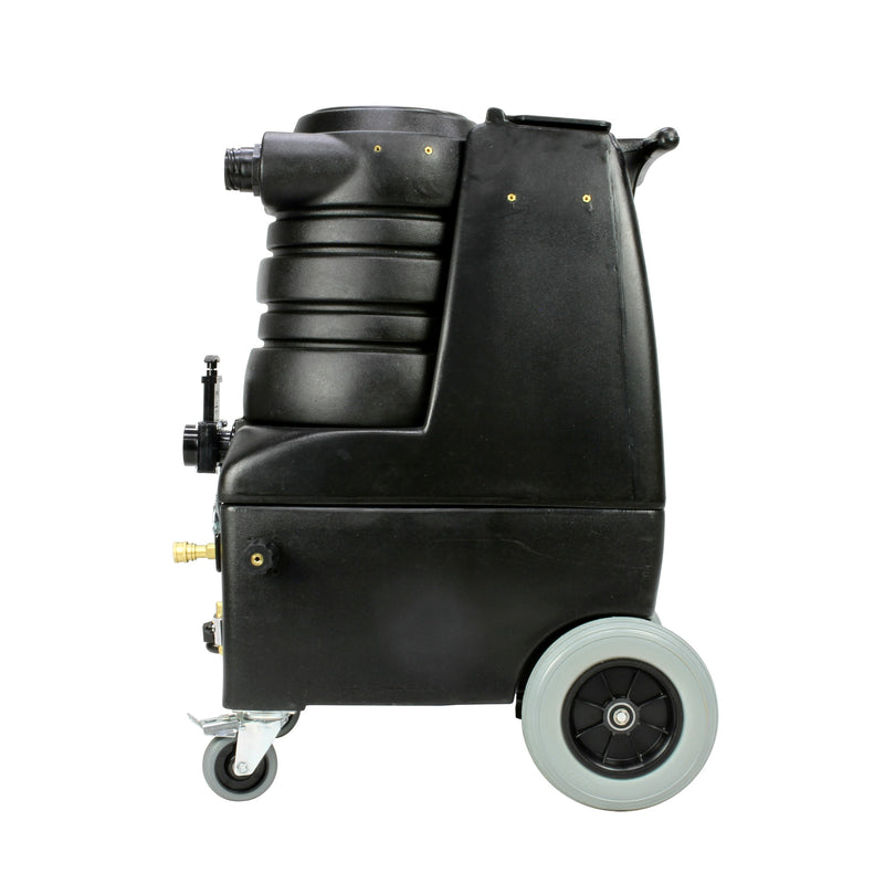 Mytee BZ-105LX Breeze carpet extractor, left side view with 10 inch rear wheel