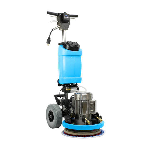 Mytee ECO14-PRO 14 inch orbital floor machine, front right three-quarter view with power cord