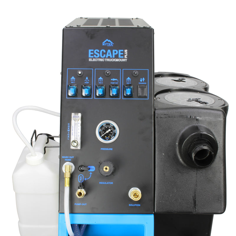 Mytee ETM-LX-PLUS Escape Plus electric truckmount, switch plate with pressure gauge and regulator