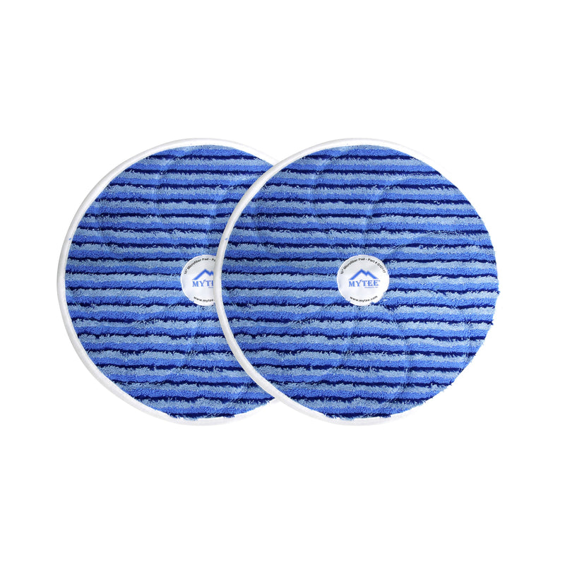 Mytee ScrubMax round microfiber bonnet pads, pack of 2