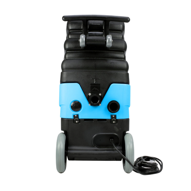 Mytee HP120-SS Grand Prix heated detail extractor, rear view with loading wheels