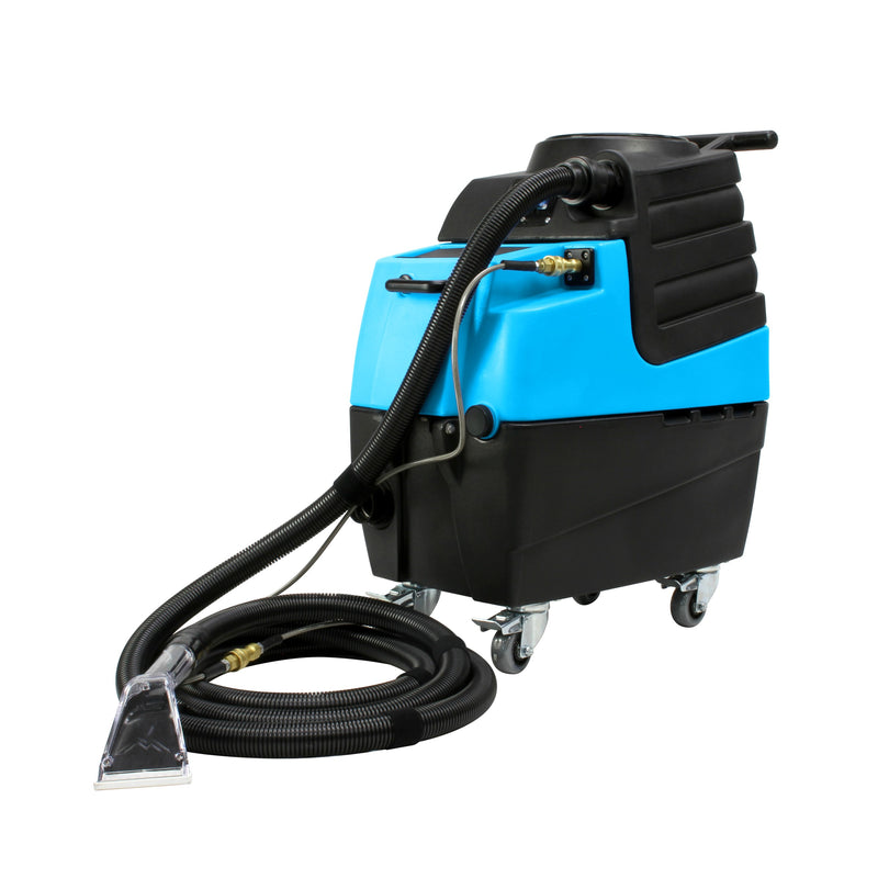 Mytee HP90 Stingray heated detail extractor, front left view with hose and Air Lite tool