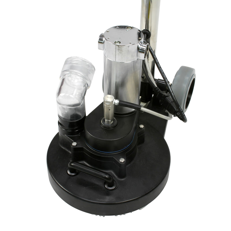 Mytee TREX-JR-115 T-Rex Jr. rotary extractor, motor and clear swivel tube close-up