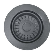 Nantucket Sinks 3.5KD-GCTI titanium drain from above with the slotted basket strainer seated