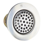 Nantucket Sinks 3CHGR polished stainless 3" utility sink grid drain, three-quarter view, white background