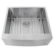 Nantucket Sinks APRON2420-SR-16 24" farmhouse sink, front three-quarter view with bottom grid, white background