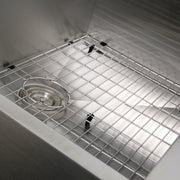Nantucket Sinks APRON332010-16 close-up of the bottom grid, rubber feet and colander drain