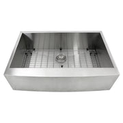 Nantucket Sinks APRON332010-16 33" square corner farmhouse sink with bottom grid, white background