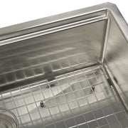 Nantucket Sinks AW-PS-3219-16 close-up of the bottom grid and brushed 316 stainless bowl