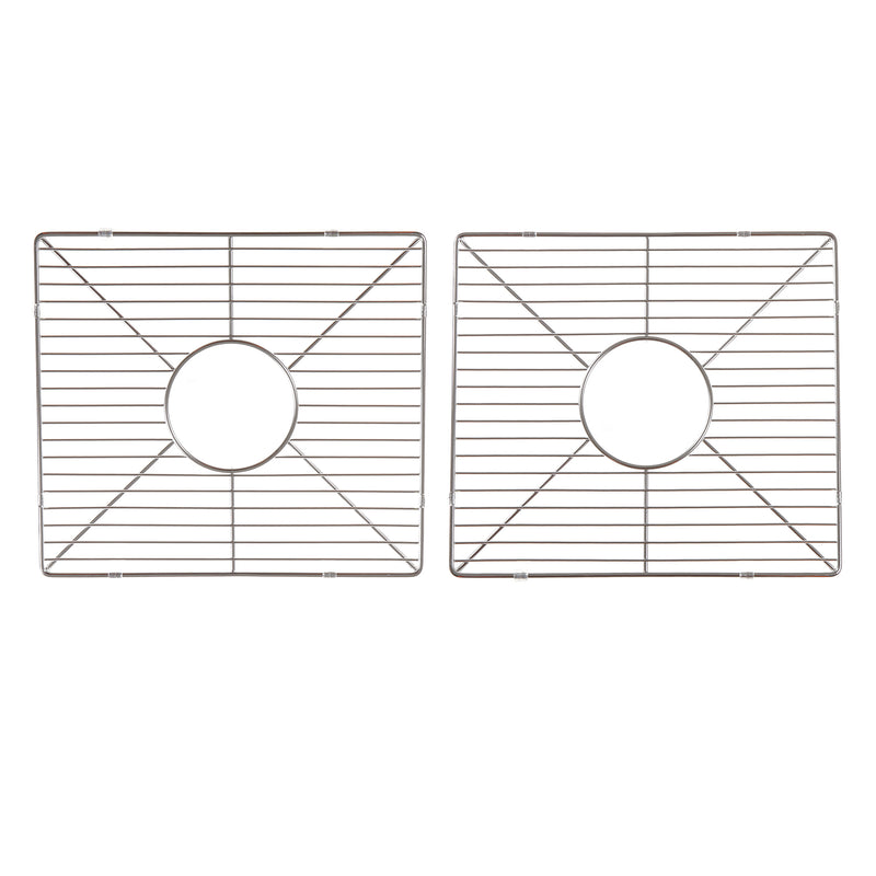 Nantucket Sinks BG-HC39 set of two stainless steel bottom grids side by side, top view, white background