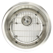 Nantucket Sinks BG37 round grid seated in a stainless NS37 round bar sink, top view