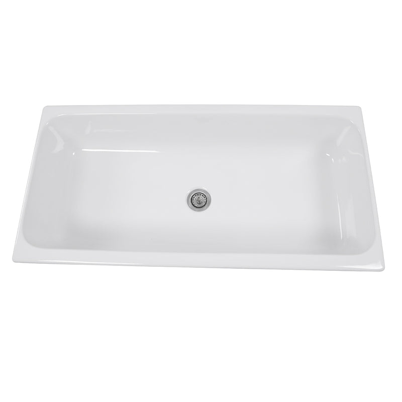 Nantucket Sinks Canal35-90 vessel sink from above showing the wide basin and center drain