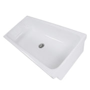 Nantucket Sinks Canal35-90 vessel sink at an angle from above, white glazed interior