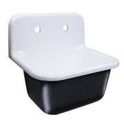 Nantucket Sinks CI-2218-FBSET cast iron utility sink front three-quarter view with black finished exterior