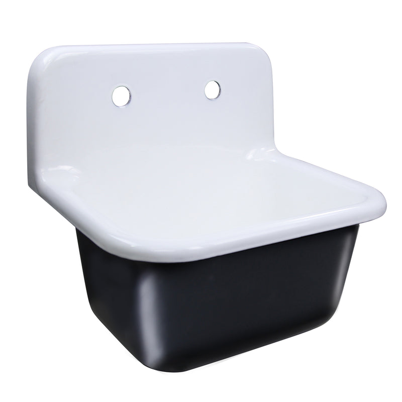 Nantucket Sinks CI-2218-FBSET cast iron utility sink front three-quarter view with black finished exterior