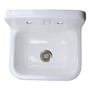 Nantucket Sinks CI-2218-FBSET looking down into the white basin with the chrome grid drain