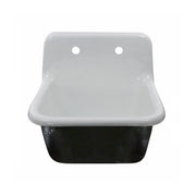 Nantucket Sinks CI-2218WNRG white cast iron wall-mount utility sink with unfinished black exterior, front, white background
