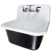Nantucket Sinks CIF-2H chrome faucet mounted on a white and black cast iron utility sink