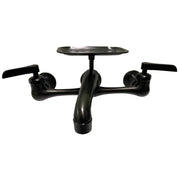 Nantucket Sinks CIF-2HMBL black utility faucet front view with lever handles and soap dish