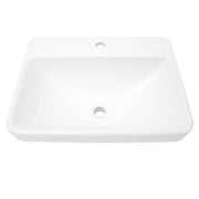 Nantucket Sinks DI-2317-R1 white drop-in sink front view with overflow and single faucet hole