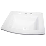 Nantucket Sinks DI-2320-R8 white bow-front drop-in sink three-quarter view with three faucet holes