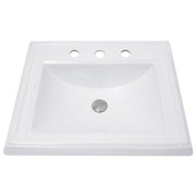 Nantucket Sinks DI-2418-R8 white stepped-rim rectangular drop-in sink with three 8" spread faucet holes, white background