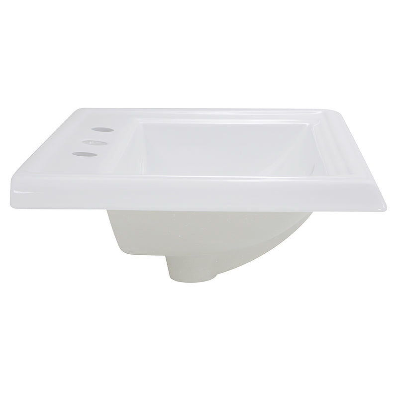 Nantucket Sinks DI-2418-R8 side profile of the stepped-rim drop-in sink showing the bowl underside