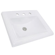 Nantucket Sinks DI-2418-R8 white stepped-rim drop-in sink three-quarter view with widespread faucet holes