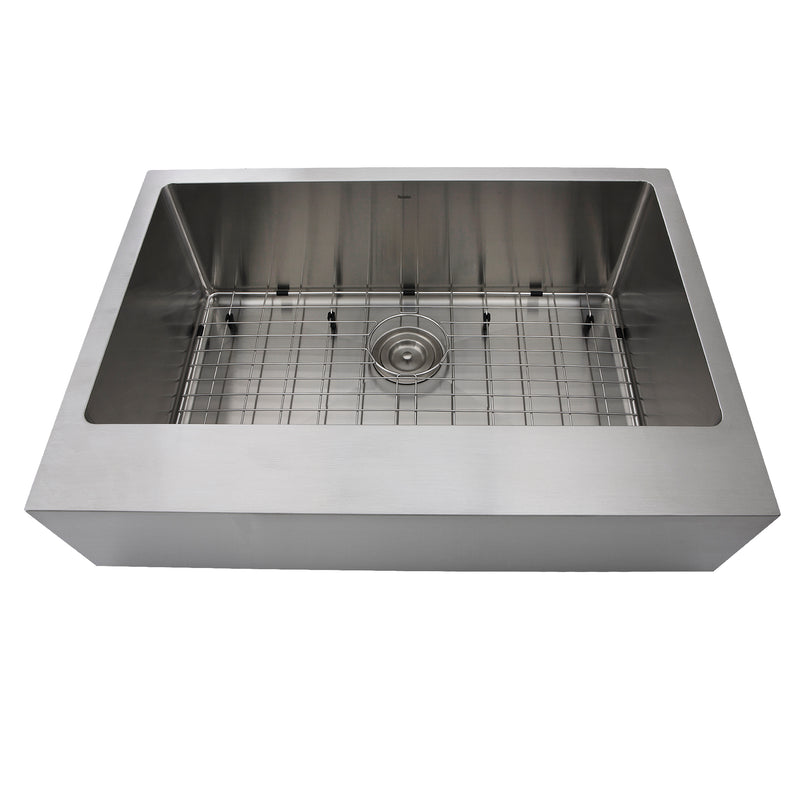 Nantucket Sinks EZApron30 30" patented apron front sink with bottom grid, white background