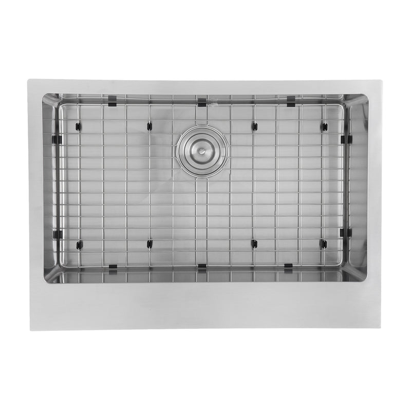 Nantucket Sinks EZApron30 overhead view with the bottom grid and colander drain