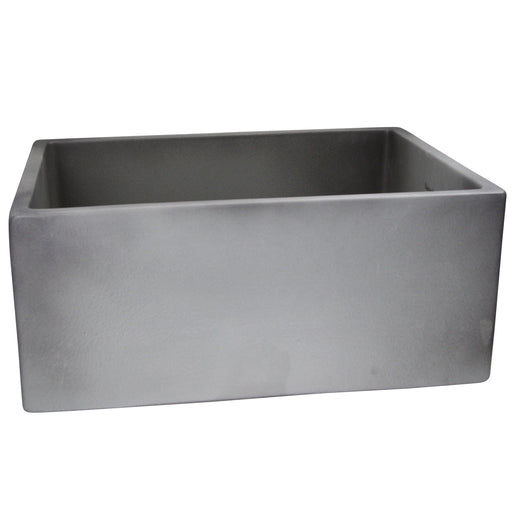 Nantucket Sinks FCFS2418S-Concrete Concrete farmhouse sink front view showing the plain flat apron