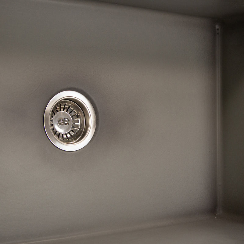 Nantucket Sinks FCFS3020S-Concrete close-up of the Concrete glaze inside the bowl around the drain