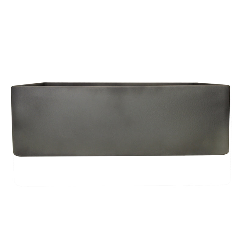 Nantucket Sinks FCFS3020S-Concrete Concrete farmhouse sink straight front view of the smooth flat apron