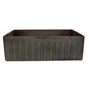 Nantucket Sinks FCFS3020S-Concrete Concrete farmhouse sink turned to the fluted apron side, front view