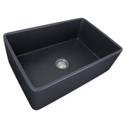 Nantucket Sinks FCFS3020S-MatteBlack Matte Black farmhouse sink three-quarter view from above into the bowl
